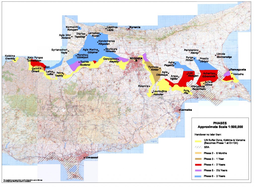 Finalised Annan Plan map of Cyprus showing terroritorial split, March 2004