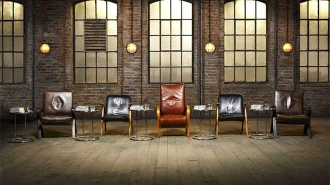 The iconic chairs in the Dragons' Den. Photo: BBC