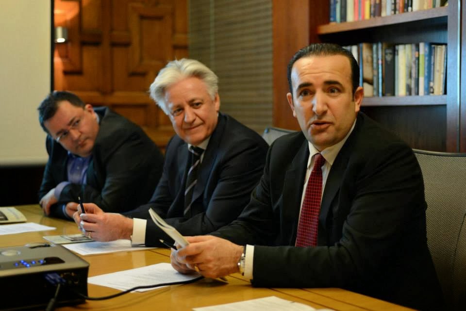 Judges for 2014 British Kebab Awards: businessman Ali Matur (right) and accountant Altan Kemal (centre) helping to judge this year's entrants