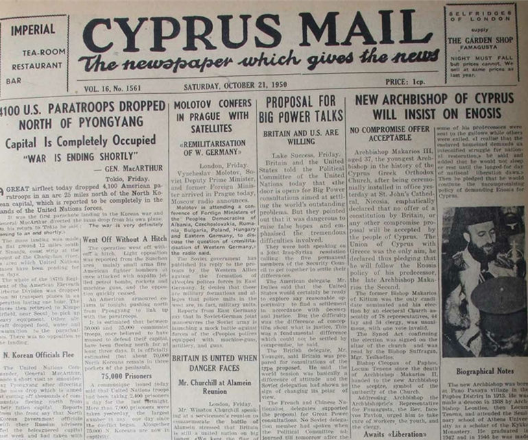 Enosis_CyMail-front-page_21Oct1950