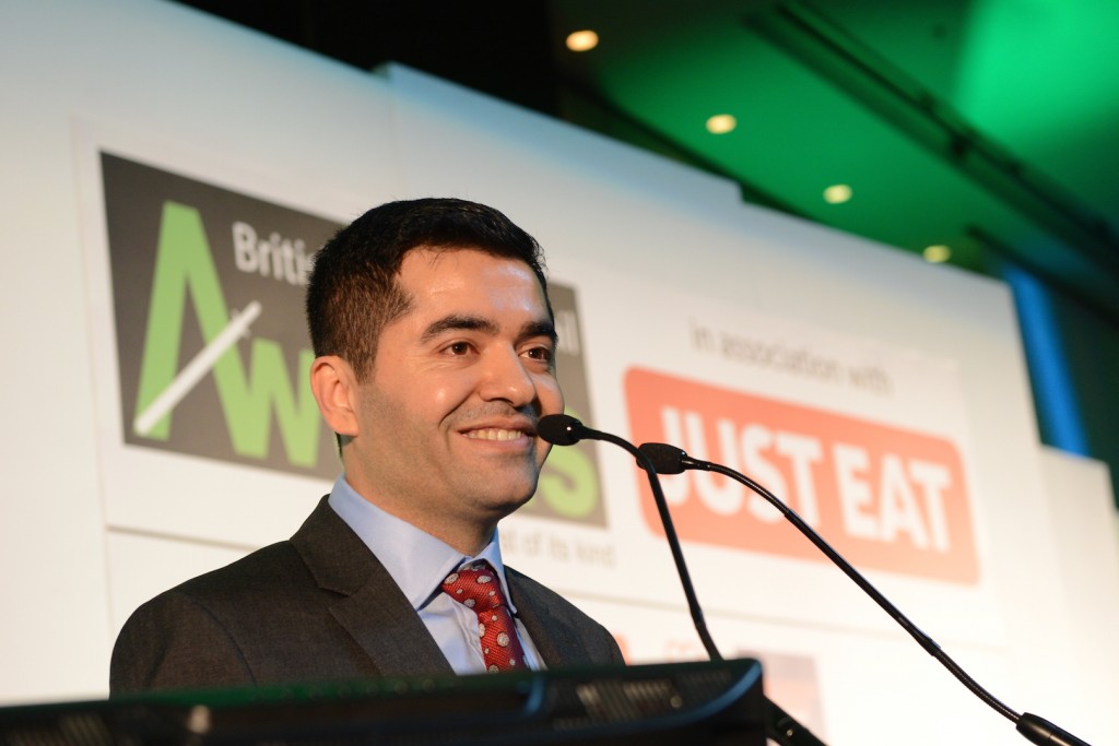 Ibrahim Dogus speaking at the 2016 British Kebab Awards 