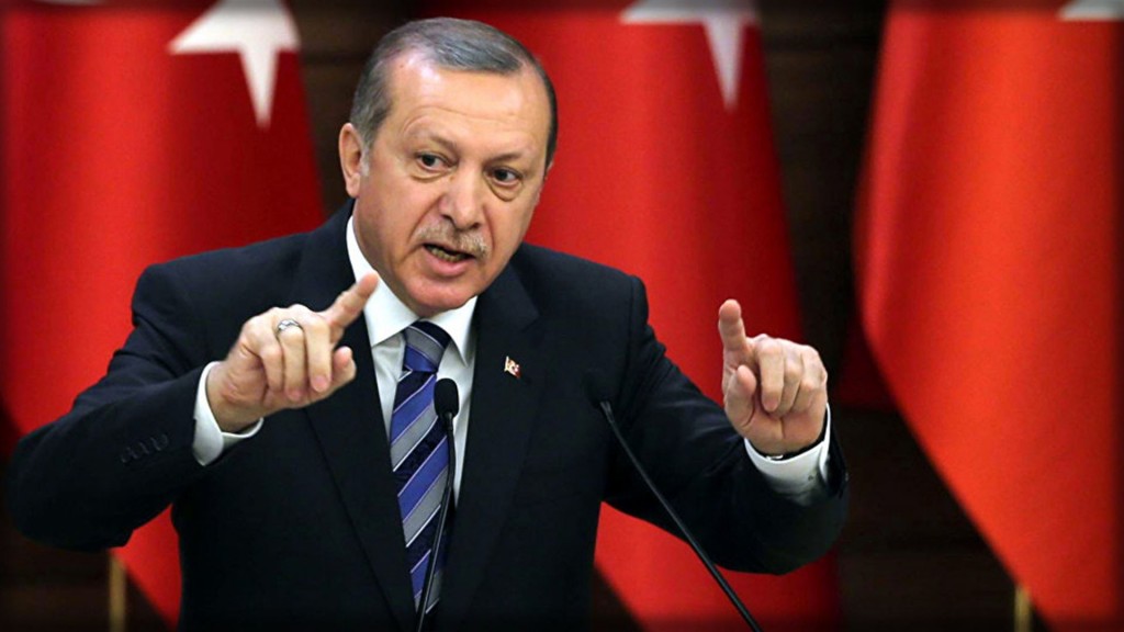 President Erdoğan makes his point. Photo: TURKISH PRESIDENTIAL PRESS OFFICE/AFP