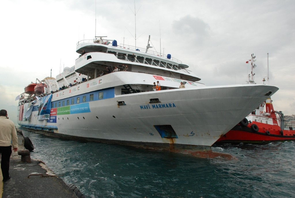 The Mavi Marmara leaving Antalya port for Gaza on 22 May 2010. Photo © Free Gaza movement / Wikipedia